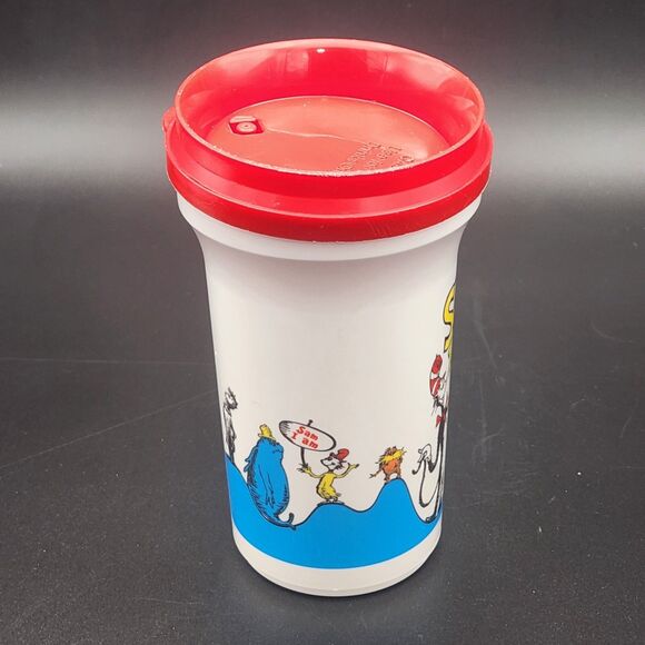 VTG Seuss Landing Plastic Reusable Cup With Lid No Straw Cat in the Hat 1997 - Picture 5 of 9
